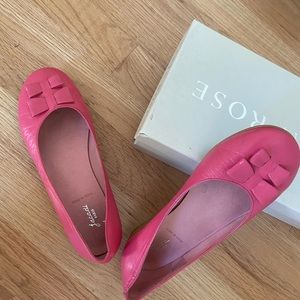 pink leather ballet flats